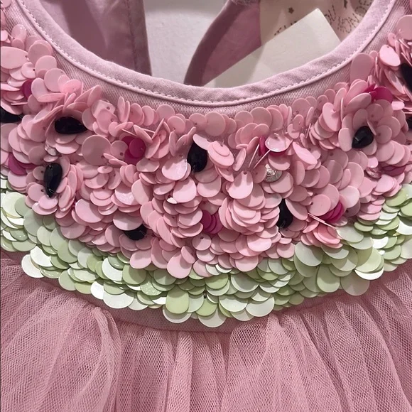 Tutu Du Monde Blush Sequin Dress Watermelon design it’s perfect! BNWT size 8-9 - Picture 4 of 6